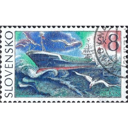SLOVAKIA, SHIP, Freighter Ryn, blue 1994, 8koruna, #3