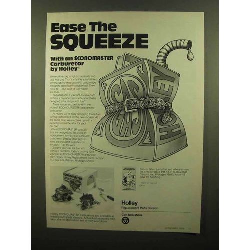 1979 Holley Economaster Carburetor Ad - Ease Squeeze