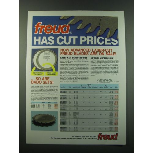 1988 Freud Saw Blades and Dado Sets Ad - Freud has cut prices