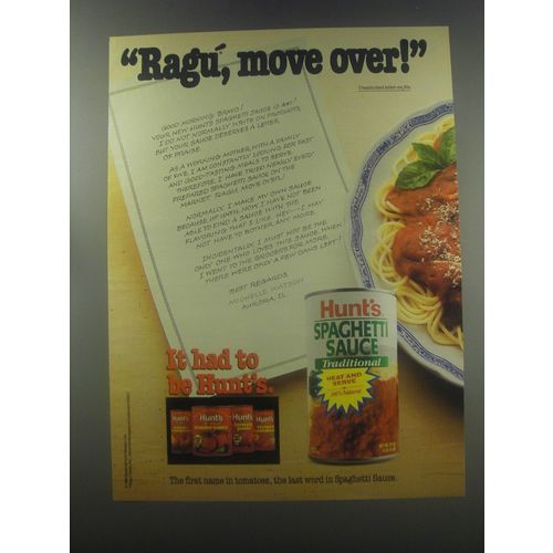 1988 Hunt's Spaghetti Sauce Traditional Ad - Ragu, move over!