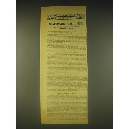 1962 Westminster Bank Limited Ad - Mr. Duncan Stirling