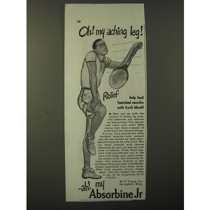 1947 Absorbine Jr. Ad - Oh! My aching leg!