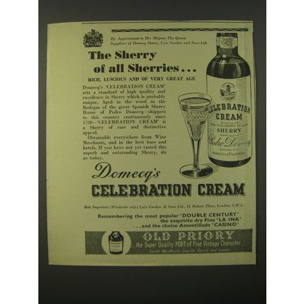 1964 Domecq's Celebration Cream Sherry Ad - The Sherry of all Sherries