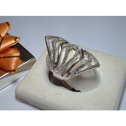 8 bar Open Wide Sparkle & Polished Sterling Silver 925 8.6 gram S-6 Ring #15624