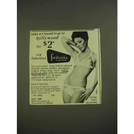 1974 Frederick's of Hollywood Lingerie Ad - Take a round trip to hollywood