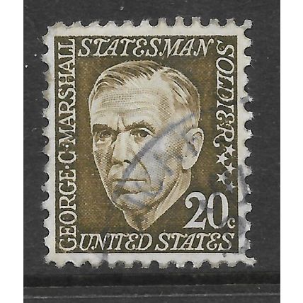 USA 1967 20c OLIVE GEORGE C MARSHALL SG 1276 FINE USED#2