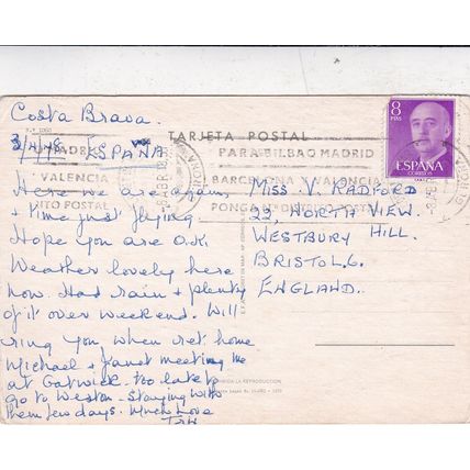 From Spain with Love Postcard posted 1978 crease