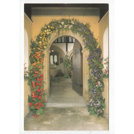 1988 Flower Festival St Katherine's Church Rowsley Postcard Derbyshire B