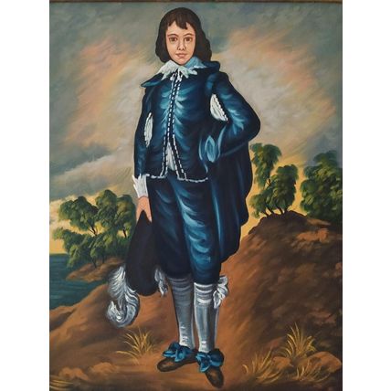 Oil painting Oil on Canvas Boy Dressed in Blue with buy back option