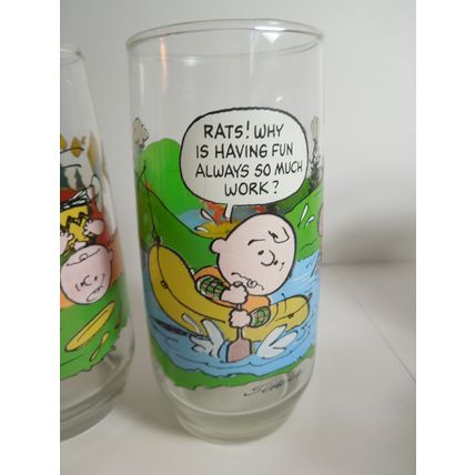 Lot of 2 McDonald's Peanuts Camp Snoopy Collection Glasses Vintage