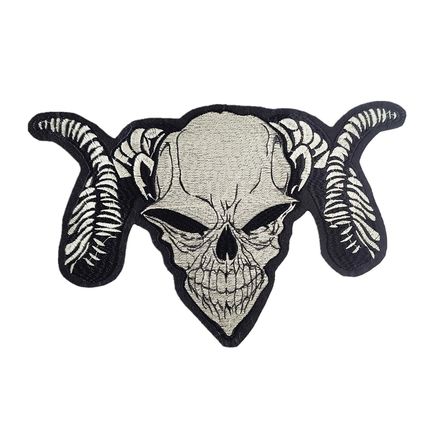 Skull & Horns Iron On Patch 25cm x 32 cm Large Gothic Punk Sew Badge Motif P590