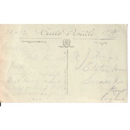 Antique France Postcard - Menton, Vallee du Real, Frontiere Franco-Italienne