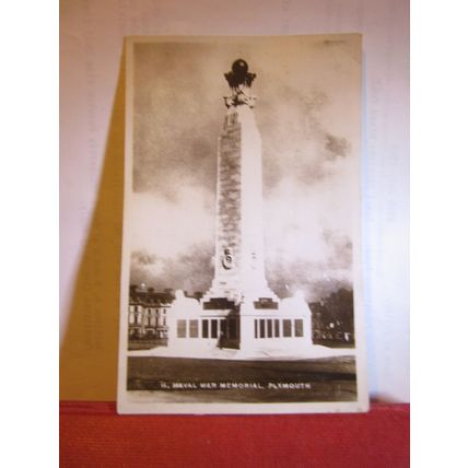 NAVAL WAR MEMORIAL, PLYMOUTH, DEVON used vintage postcard RP c.1920s =