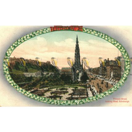 Princes Street, Looking West, Edinburgh, Valentines Early Postcard