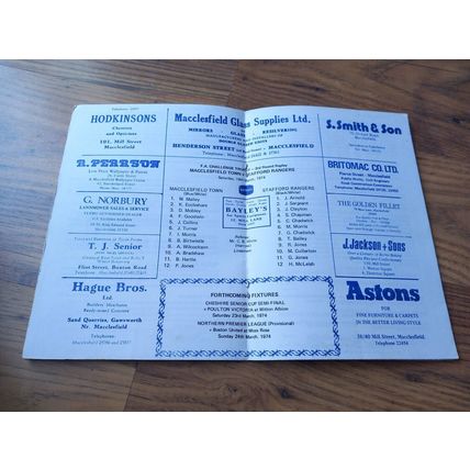 1973/74 Macclesfield Town vs Stafford Rangers - FA Trophy * FREE P&P *