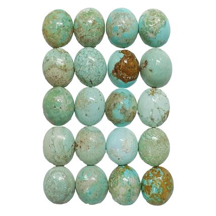 53557 - 20 Very Rare Natural Australian Turquoise 11x9 mm Oval Cabs No Treatment