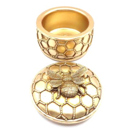 Bee Trinket Box with Hexagon Pattern 6.5 CM Great Gift Idea Home Decor Christmas