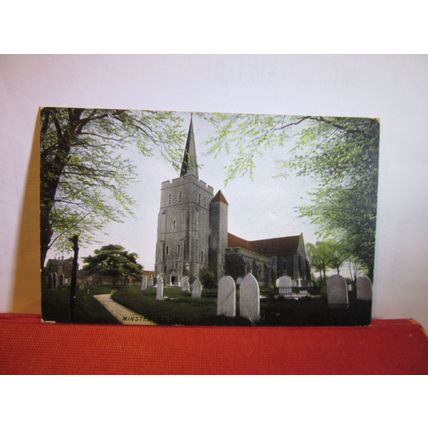 PARISH CHURCH, MINSTER, near RAMSGATE, KENT. used antique postcard. 1906 pm =