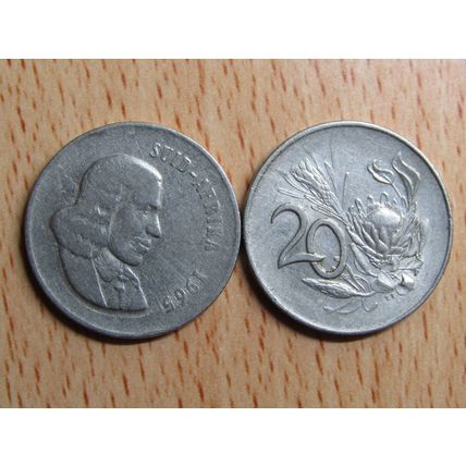 Suid Africa South Africa 1965 20 Cent Coin