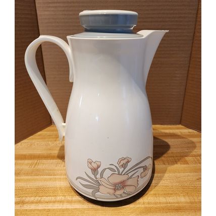 Thermos Vintage 1980's White Floral 10.5" Coffee Carafe #820 West Germany