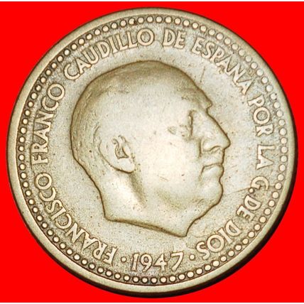 Ⰶ GENERALISSIMO FRANCO (1947-1975): SPAIN ★ 1 PESETA 1954 ★LOW START★NO RESERVE