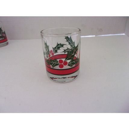 Vintage Christmas Holly and Berries Shot Glasses 2oz Set of 3