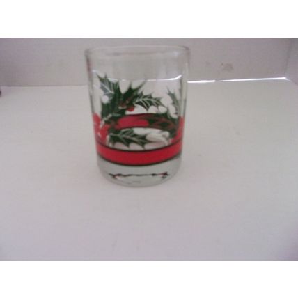 Vintage Christmas Holly and Berries Shot Glasses 2oz Set of 3