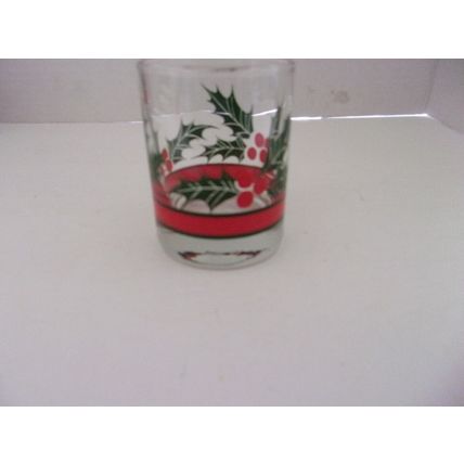 Vintage Christmas Holly and Berries Shot Glasses 2oz Set of 3