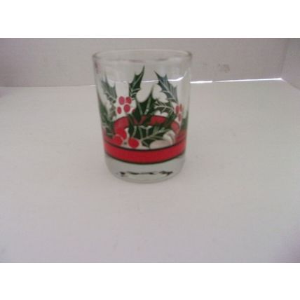 Vintage Christmas Holly and Berries Shot Glasses 2oz Set of 3