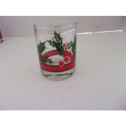 Vintage Christmas Holly and Berries Shot Glasses 2oz Set of 3