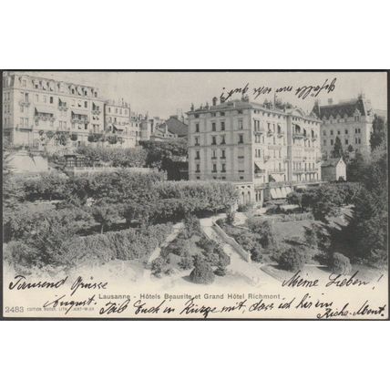 Hôtels Beausite et Grand Hôtel Richmont, Lausanne, 1903 - Burgy CPA