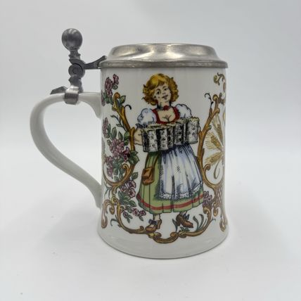 DR. Merkle Atelier German Ges. Gesch Lidded Beer Porcelain Stein 6”