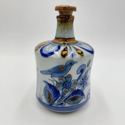 El Palomar Ken Edwards Mexican Folk Art Studio Art Pottery Decanter Painted 7”