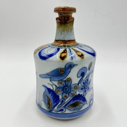 El Palomar Ken Edwards Mexican Folk Art Studio Art Pottery Decanter Painted 7”
