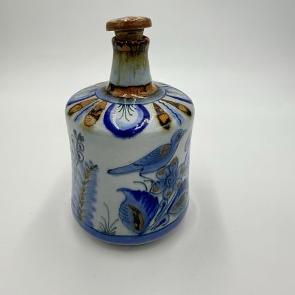 El Palomar Ken Edwards Mexican Folk Art Studio Art Pottery Decanter Painted 7”