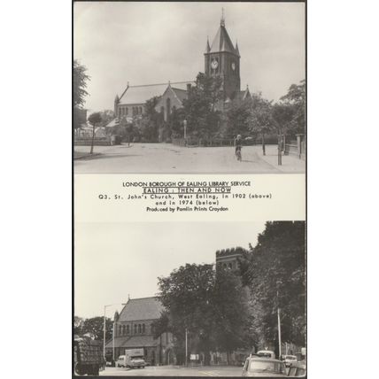 St John's Church, Ealing, Middlesex, 1974 - Ealing Library Service RP Postcard