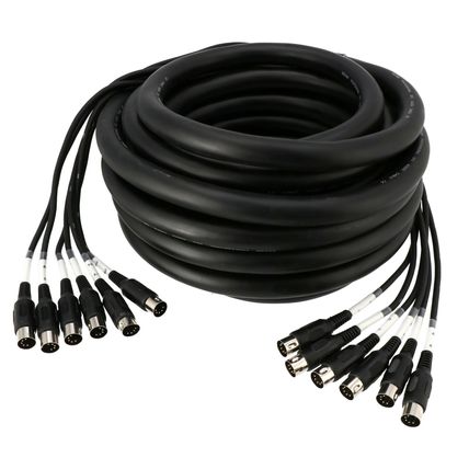 Brand New Heavy Duty 6-Way 5-Pin DIN MIDI Cable Set, 10m Connect Up to 6 Devices