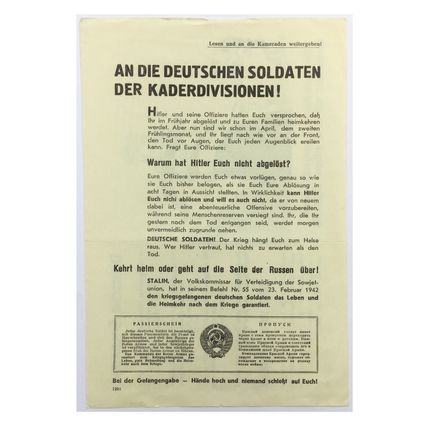 WW2 Soviet Air Drop Leaflet Illustrated by Boris Efimov. - Code 1126/1201.