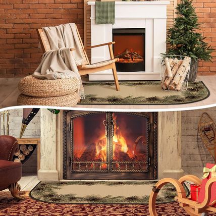 Demissle Fireplace Hearth Rug Fireplace Mats Cabin Southwestern Fireproof Fire R