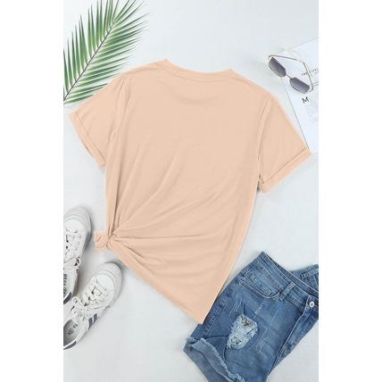 Khaki Casual Plain Crew Neck Tee