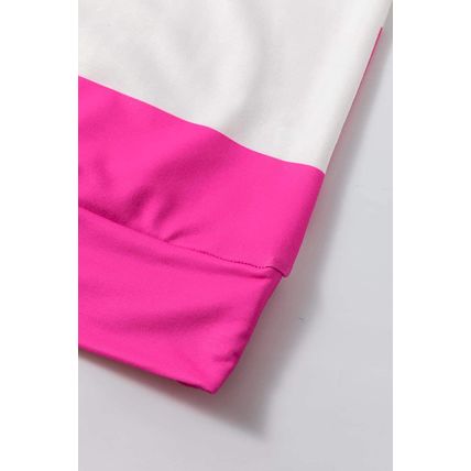 Rose Red Colorblock Striped Drop Shoulder Long Sleeve Top