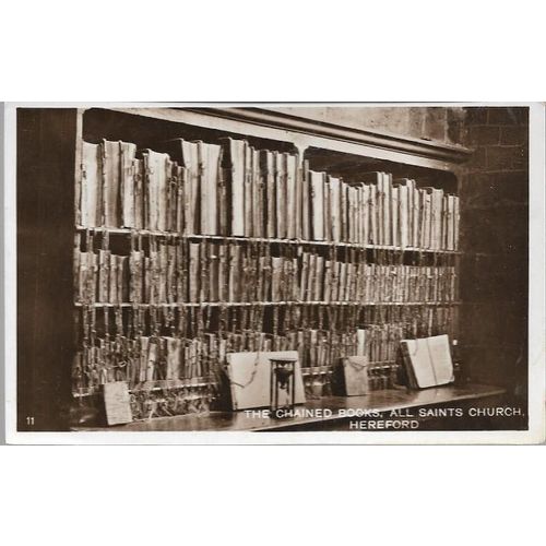 Hereford - Library, chained books, All Saints Church - RP postcard c.1910s