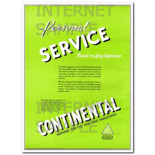 CONTINENTAL SUPPLY COMPANY 1934 oil gas service experience vintage ad