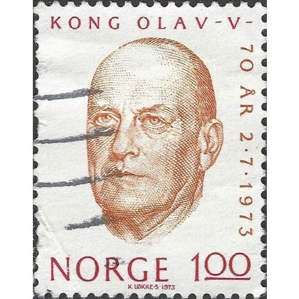 NORWAY, King Olav V, birthday, brown 1973, 1Kr