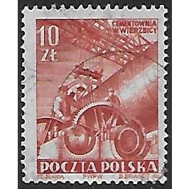 Mi 749: 10 Zl. blood red New Cement Works, Wierzbica