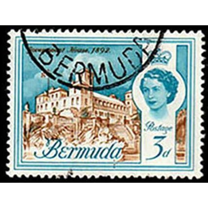 Bermuda 1962 Queen Elizabeth II 3d Used Stamp QE II Castle