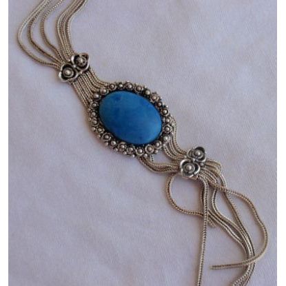 Oriental blue agate necklace