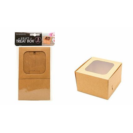 3 x 11cm Party Kraft Chic Cafe Treat Box Cookies Muffins Wedding Party Favours