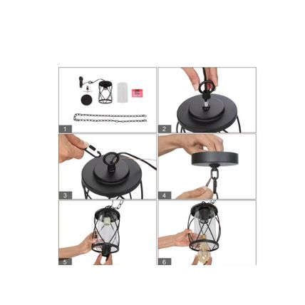 Uolfin Modern Lantern Outdoor Hanging Light 1-Light Black Drum Outdoor Pendant