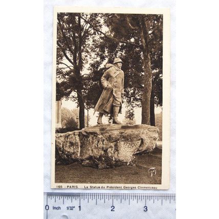 vintage postcard Paris, Statue President Georges Clemenceau